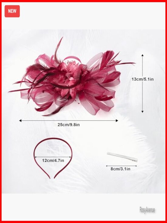 Women\'s Fascinator Hat with Feathers Mesh Headband Clip Tea Party Accessory main image 5
